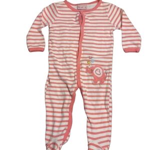 Pink and White Striped Footies One Piece​​